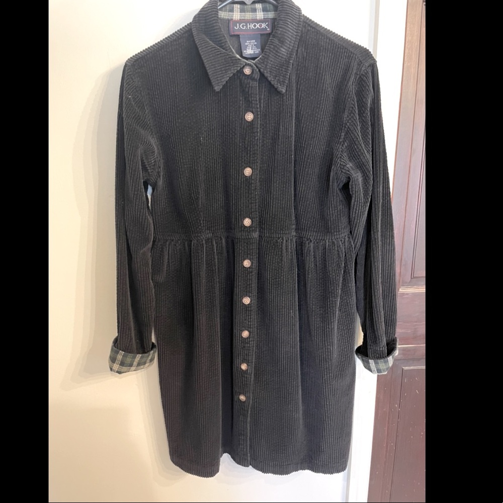 Vintage Corduroy Shirt Dress - 90s Grunge
